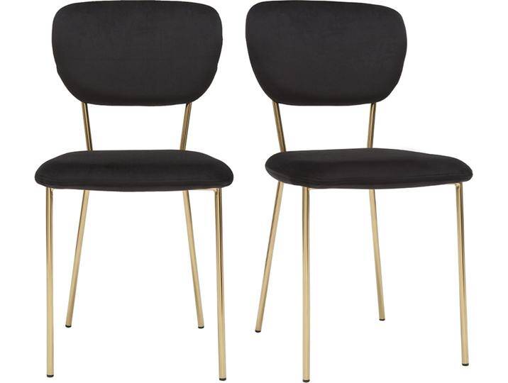 Design-Stühle aus schwarzem Samt und vergoldetem Metall (2er-Set) LEPIDUS von Miliboo