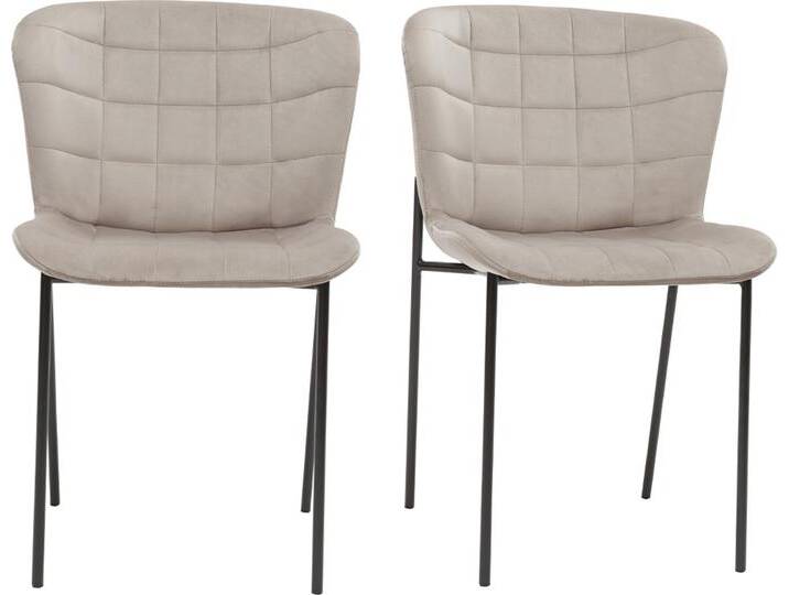 Design-Stühle aus taupefarbenem Samt und schwarzem Metall (2er-Set) SAIGA von Miliboo