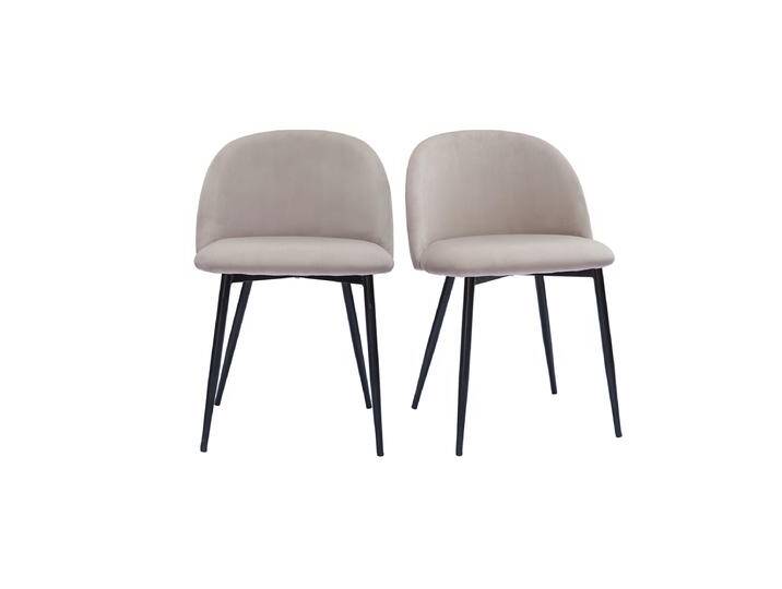 Design-Stühle aus taupefarbenem Samtstoff und schwarzem Metall (2er-Set) CELESTE von Miliboo