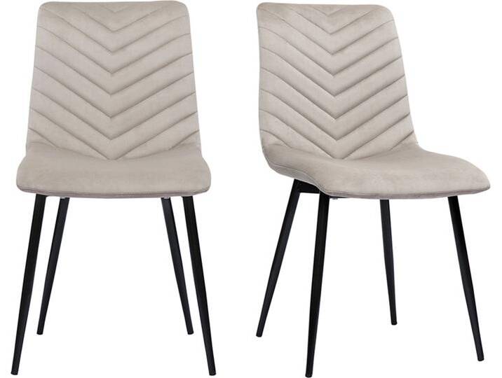 Design-Stühle aus taupefarbenem Samtstoff und schwarzem Metall (2er-Set) PUMPKIN von Miliboo