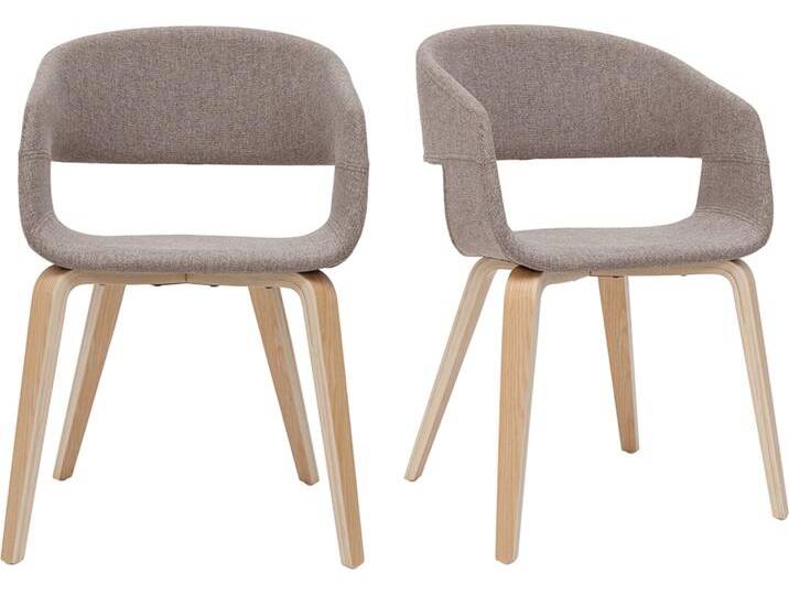 Design-Stühle aus taupefarbenem Stoff mit hellen Holzbeinen (2er-Set) SLAM von Miliboo