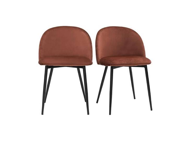 Design-Stühle aus terracottafarbenem Samtstoff und schwarzem Metall (2er-Set) CELESTE von Miliboo