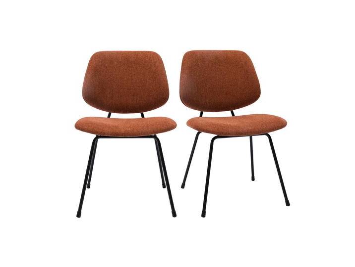 Design-Stühle aus terracottafarbenem Stoff mit Samteffekt und schwarzem Metallfuß (2er-Set) BARNET von Miliboo
