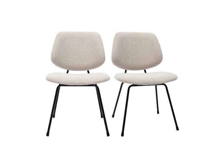 Design-Stühle beiger Stoff mit Samteffekt und schwarzer Metallfuß (2er-Set) BARNET von Miliboo
