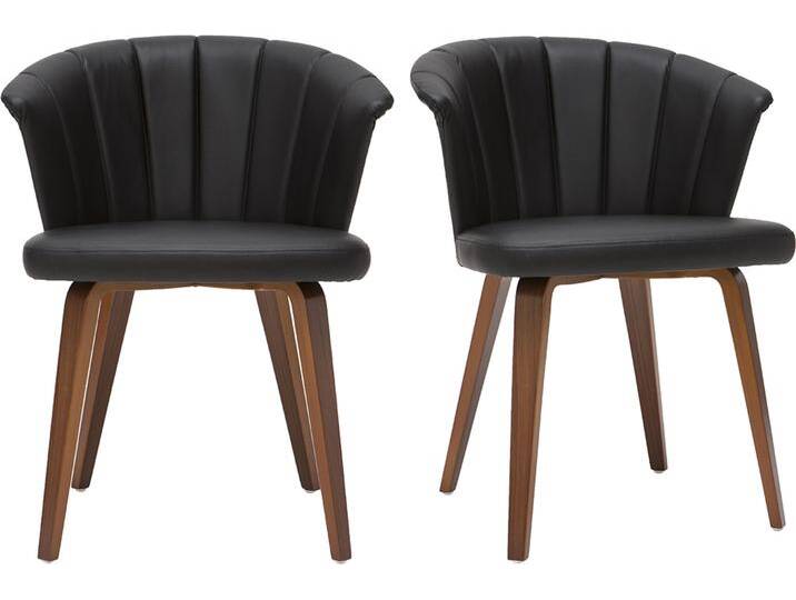 Design-Stühle in Schwarz und dunklem Walnussfurnier (2er-Set) ALBIN von Miliboo