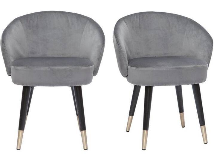 Design-Stühle mit grauem Samt und schwarz-vergoldeten Metallbeinen (2er-Set) BRIZO von Miliboo