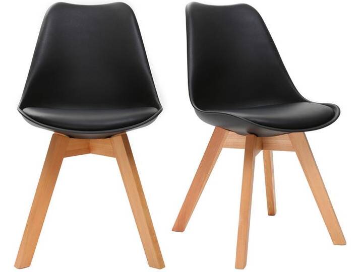 Design-Stuhl Holzbeine Schwarz 2er-Set PAULINE von Miliboo