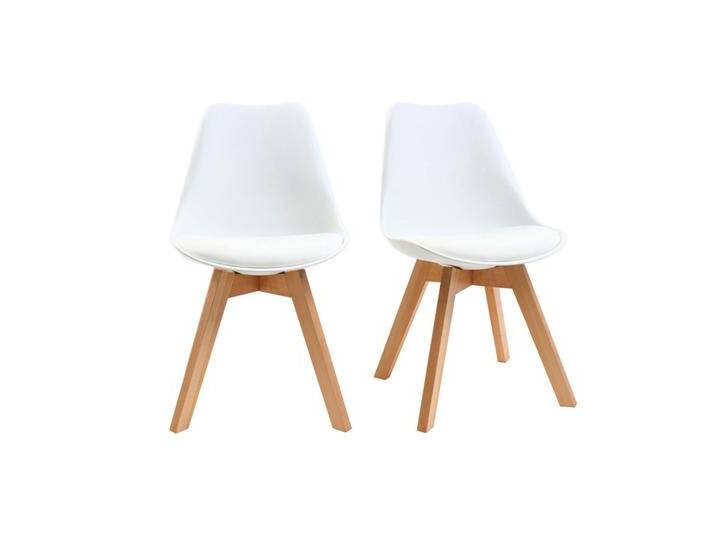 Design-Stuhl Holzbeine Weiß 2er-Set PAULINE von Miliboo