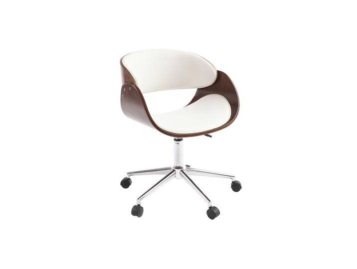 Design-Stuhl auf Rollen Weiß und Nussbaum BENT von Miliboo