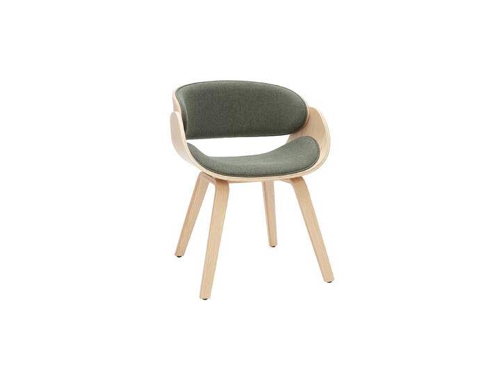 Design-Stuhl aus khakigrünem Stoff und hellem Holz BENT von Miliboo