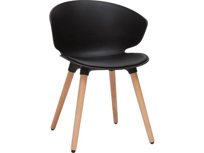 Design-Stuhl schwarz mit hellem Holz WING von Miliboo