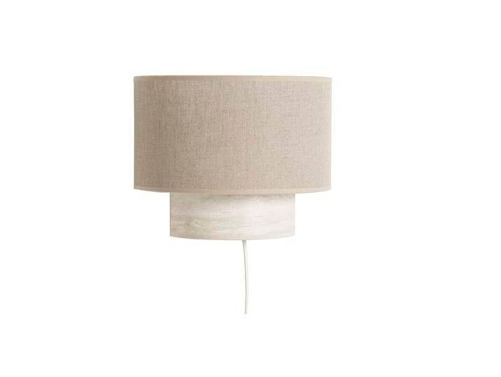 Design-Wandleuchte aus beigem Leinen und Travertin-Effekt H20 cm SEMA Design-Wandleuchte aus beigem Leinen und Travertin-Effekt H20 cm SEMA von Miliboo