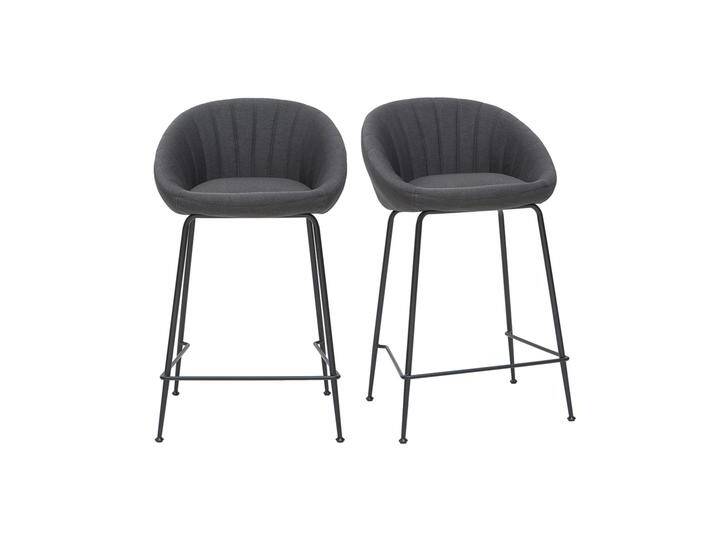Designer-Barhocker dunkelgrauer Stoff 65cm (2er Set) SHERU von Miliboo