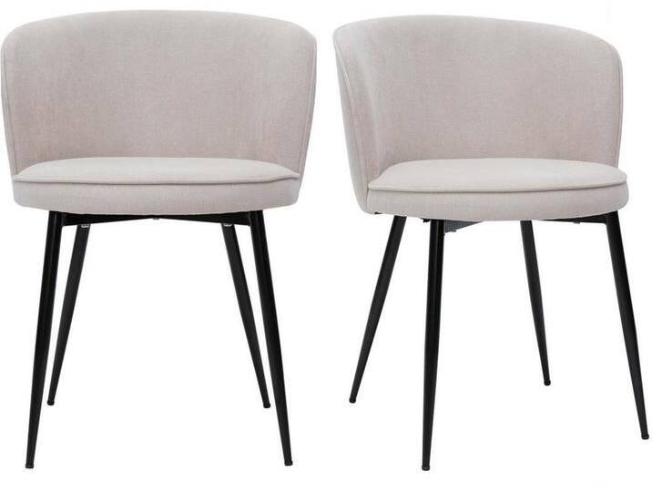 Designer-Stühle aus beigem Stoff mit Samteffekt 2er-Set SERIF von Miliboo