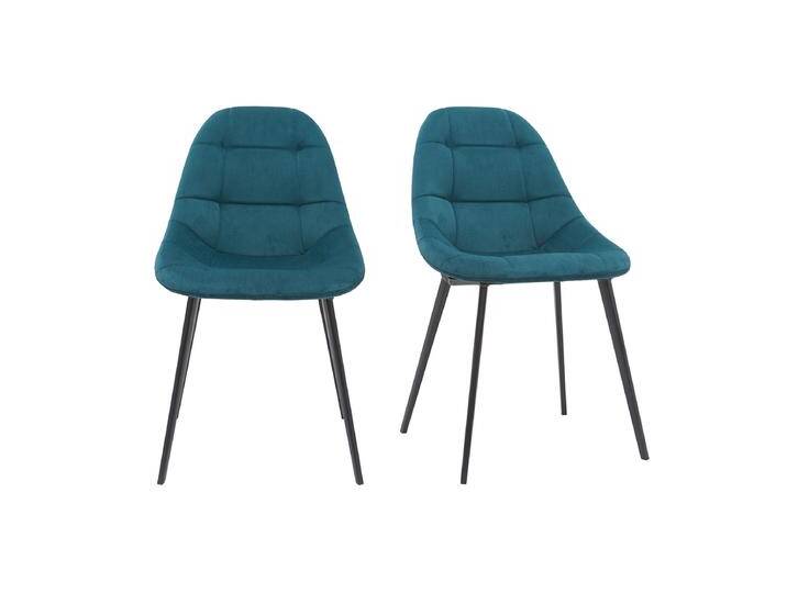 Designer-Stühle aus petrolblauem Samt und Metall (2er-Set) COX von Miliboo