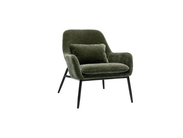 Designersessel aus Samt-Effekt khakigrünem Stoff und schwarzem Metall MAXINE von Miliboo