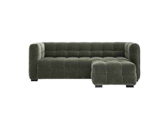 Designersofa mit 3 Sitzplätzen und Fußhocker aus Samt-Effekt-Stoff in Khaki CORTO von Miliboo