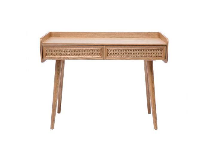 Designschreibtisch mit 2 Schubladen aus hellem Holz und Rattan-Geflecht L105 cm ELSY Designschreibtisch mit 2 Schubladen aus hellem Holz und Rattan-Geflecht L105 cm ELSY von Miliboo