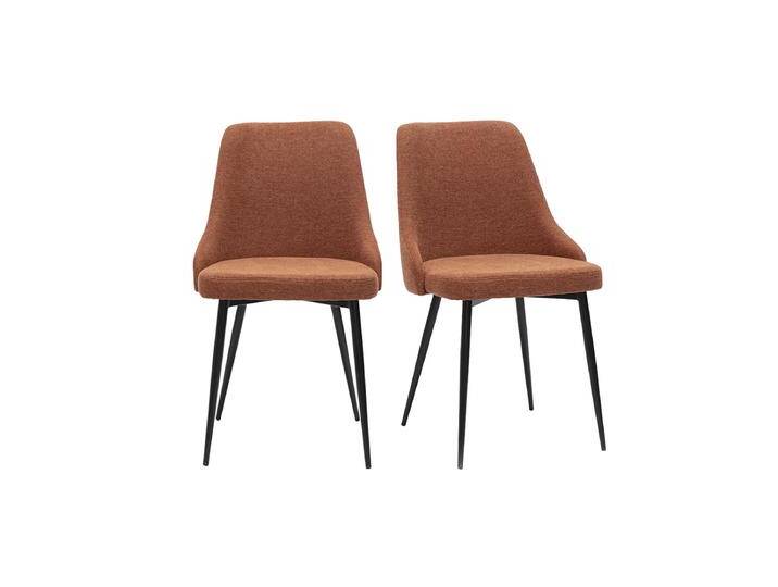 Designstühle aus gemustertem Samtstoff in verbrannter Erde und schwarzem Metall (2er-Set) CULT von Miliboo