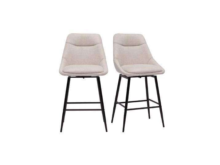 Drehbare Barhocker 360° aus Stoff in Samtoptik beige und Metall H66 cm (2er-Set) ALESS von Miliboo