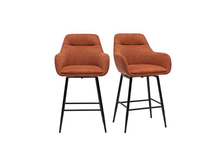 Drehbare Barhocker 360° in strukturiertem Samt-Effekt Brandfarben und Metall H65.5 cm (2er-Set) ALESS von Miliboo