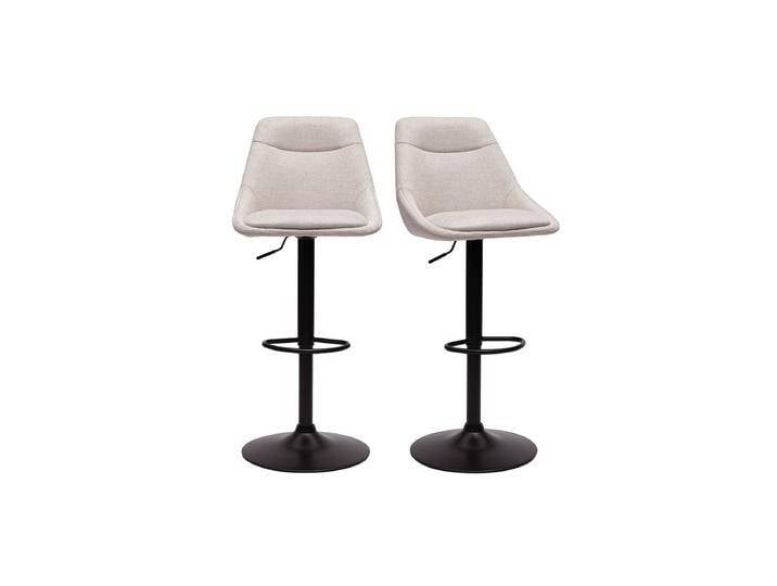 Drehbare Barhocker aus Stoff in Samtoptik Beige und Metall, höhenverstellbar 360° (2er-Set) ALESS von Miliboo