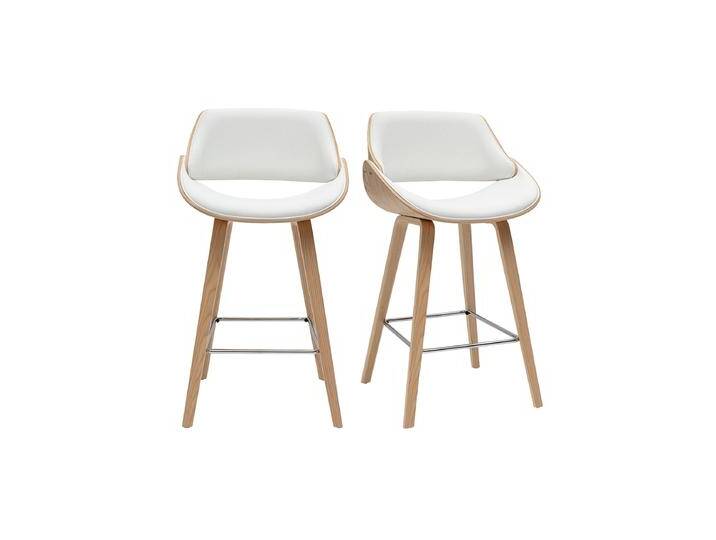 Drehbare Design-Barhocker in Weiß und hellem Holz H70 cm (2er-Set) CLASH von Miliboo