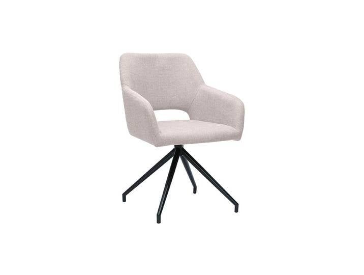 Drehstuhl 360° aus beigem Textur-Veloursstoff und schwarzem Metall LAURETTE von Miliboo