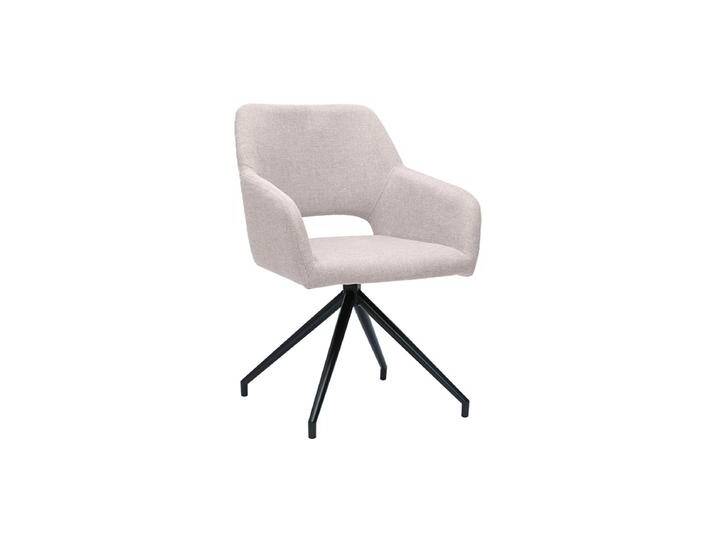 Drehstuhl 360° aus beigem Textur-Veloursstoff und schwarzem Metall LAURETTE von Miliboo