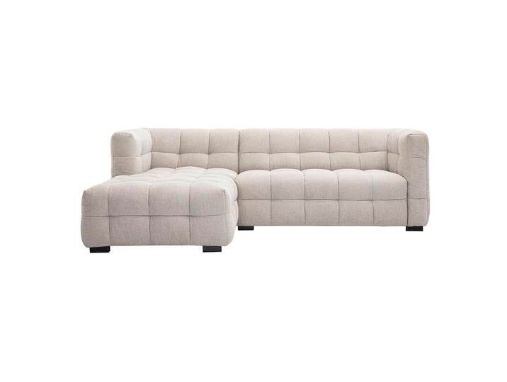 Ecksofa links Design 3-Sitzer in strukturiertem Samt-Effekt Stoff beige CORTO von Miliboo