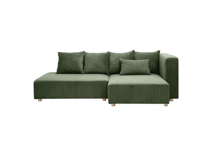 Ecksofa rechts 3-Sitzer in kaki grünem Cordstoff und hellem Holz HARLEM Ecksofa rechts 3-Sitzer in kaki grünem Cordstoff und hellem Holz HARLEM von Miliboo
