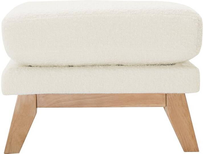Fußstütze mit abnehmbarem Bezug in Weiß mit Bouclé-Wolleffekt OSLO von Miliboo