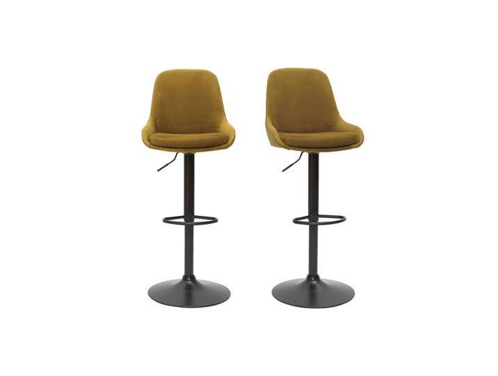 Höhenverstellbare Design-Barhocker bronzefarbener Samt (2er-Set) HOLO von Miliboo