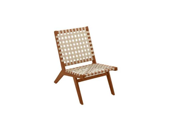Lounge-Gartensessel aus Massivholz und geflochtenen Elementen in Beige LUCEA von Miliboo