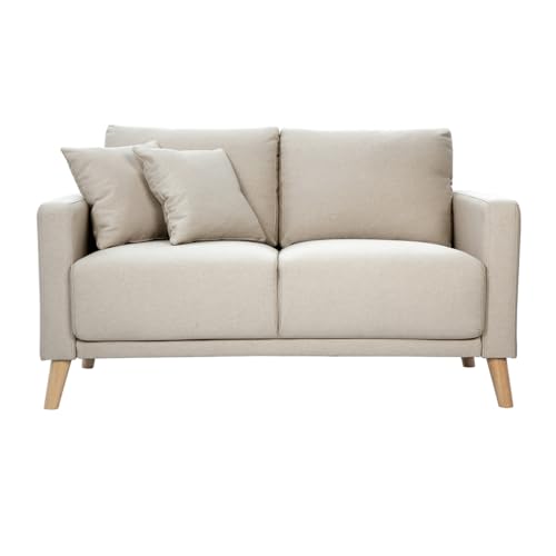 Miliboo 2-Sitzer-Sofa aus beigem Stoff und hellem Holz MUNIK von Miliboo