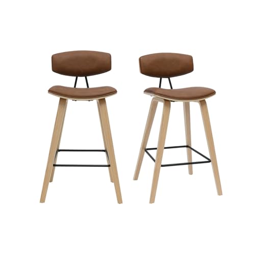 Miliboo Barhocker, Design Braun und helles Holz, Höhe 69 cm (2 Stück) Vasco von Miliboo