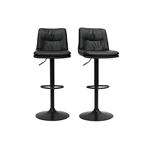 Miliboo Barhocker höhenverstellbar schwarzes Polyurethan und schwarzes Metall (2er-Set) ZUCK von Miliboo