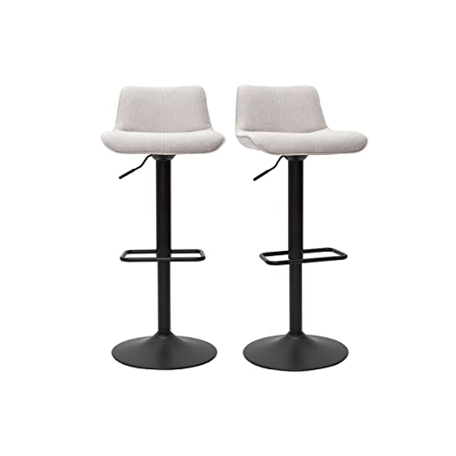 Miliboo Barhocker höhenverstellbar und um 360° drehbar aus Stoff mit Strukturiertem Samteffekt in Beige und Metall (2er-Set) Boost von Miliboo