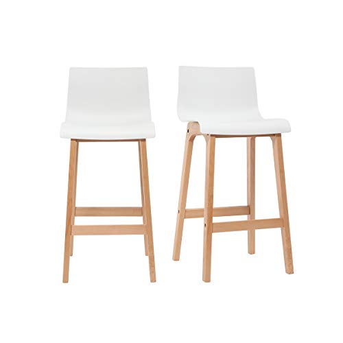 Miliboo Design-Barhocker Holz und Weiß 65 cm 2 Stck. New SURF von Miliboo