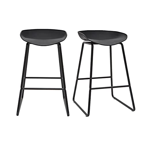Miliboo Design-Barhocker Schwarz mit Metallbeinen (2 STK.) Pebble von Miliboo