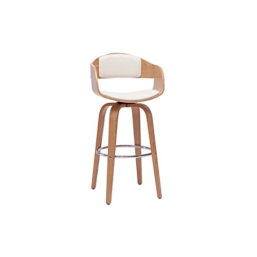 Miliboo Design-Barhocker drehbar weiß und helles Holz H 67 cm GAO von Miliboo