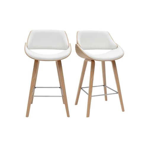Miliboo Design-Barhocker in Weiß und hellem Holz H70 cm (2er-Set) Clash von Miliboo