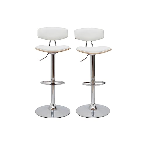 Miliboo Design-Barhocker weiß mit hellem Holz (2er-Set) Vasco von Miliboo