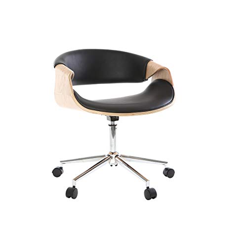 Miliboo Design-Bürosessel Aramis, schwarzes PU/helles Holz von Miliboo