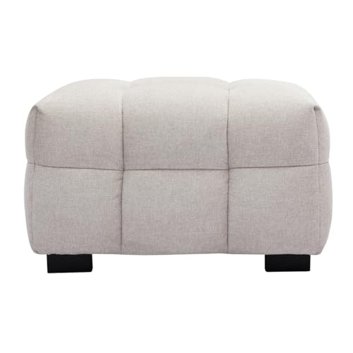 Miliboo Design-Fußhocker aus Stoff, Velours-Effekt, Korto-Beige von Miliboo