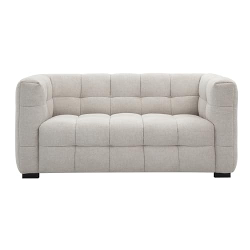 Miliboo Designer-Zweisitzer-Sofa aus Strukturiertem Effekt-Samt in Beige Corto von Miliboo