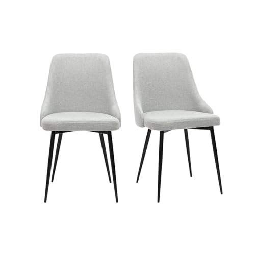 Miliboo Design-Stühle aus strukturiertem Samt-Effekt, hellgrau und schwarzes Metall, 2 Stück von Miliboo