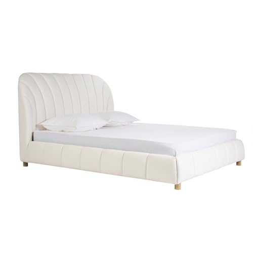 Miliboo Doppelbett 160 x 200 cm, aus Stoff, Wolloptik, Arielle von Miliboo