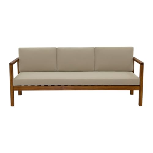 Gartensofa 3-Sitzer Massivholz und abziehbare Kissen in Taupe B190 cm AKIS von Miliboo