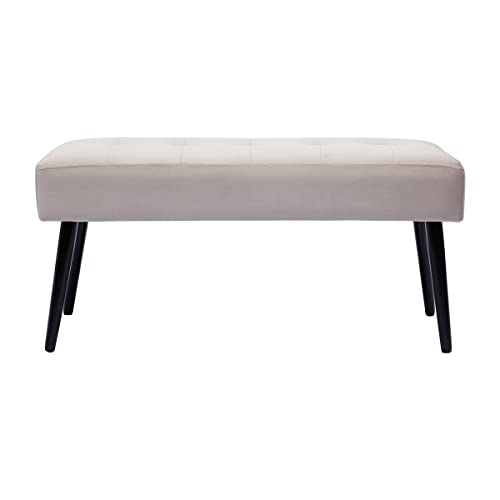 Miliboo Guesta Designer-Bank, gepolstert, Velours, taupe und Metall, schwarz, L 96 cm von Miliboo